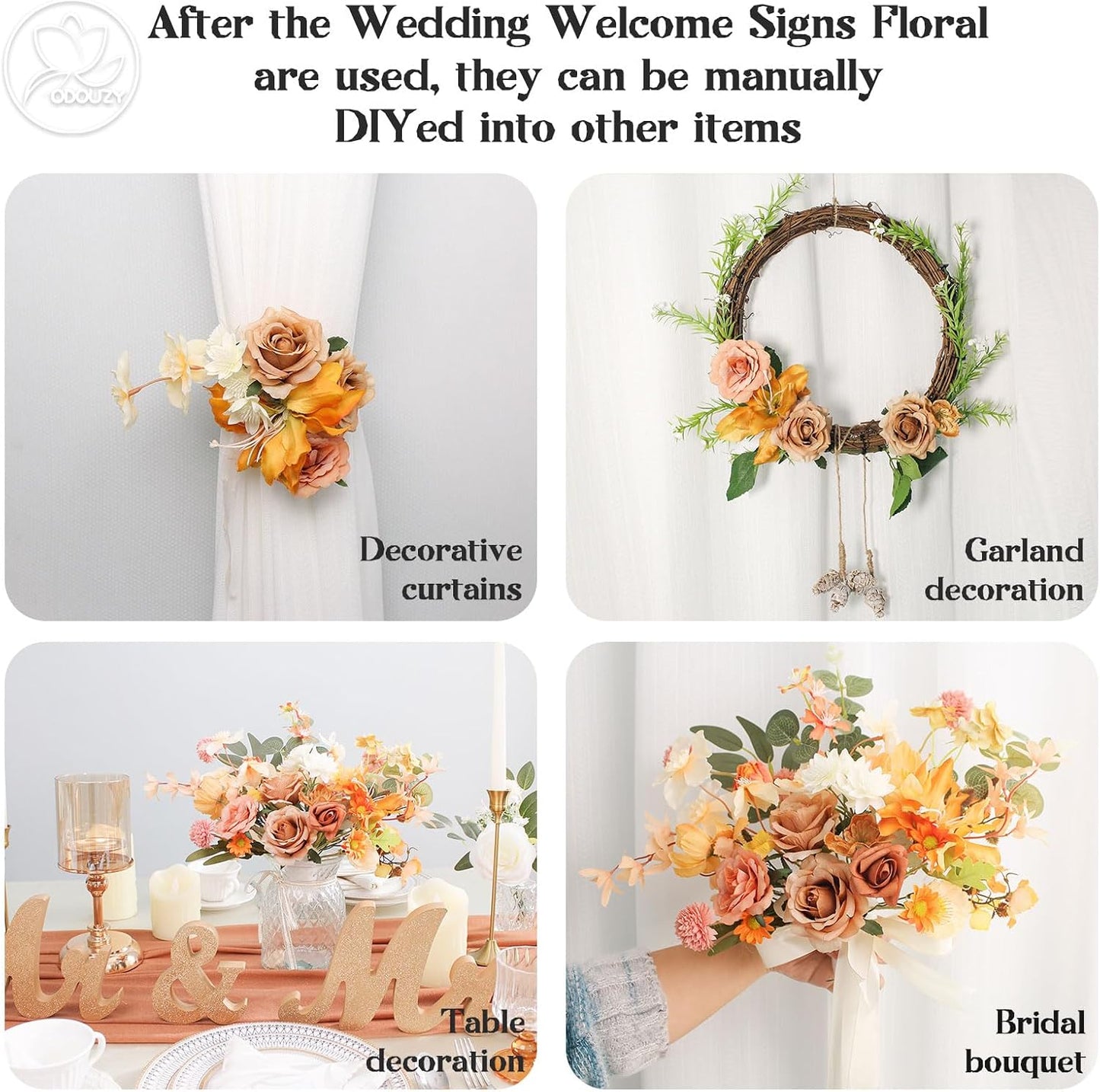 Wedding Arch Flowers Kit,Artificial Flower Arch Decor,2pcs Artificial Flower Arrangement for Wedding Decor Reception Backdrop Floral Decorations (Yellow&Sunflower)