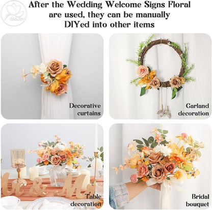 Wedding Arch Flowers Kit,Artificial Flower Arch Decor,2pcs Artificial Flower Arrangement for Wedding Decor Reception Backdrop Floral Decorations (Yellow&Sunflower)
