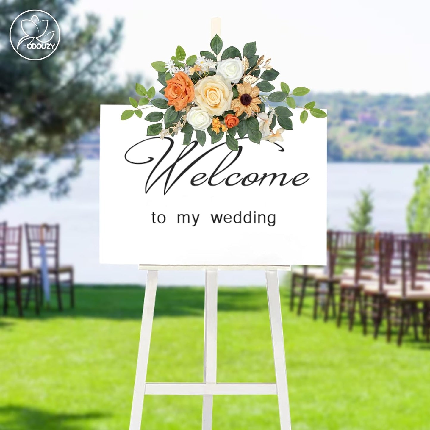 Wedding Arch Flowers Kit,Artificial Flower Arch Decor,2pcs Artificial Flower Arrangement for Wedding Decor Reception Backdrop Floral Decorations (Yellow&Sunflower)