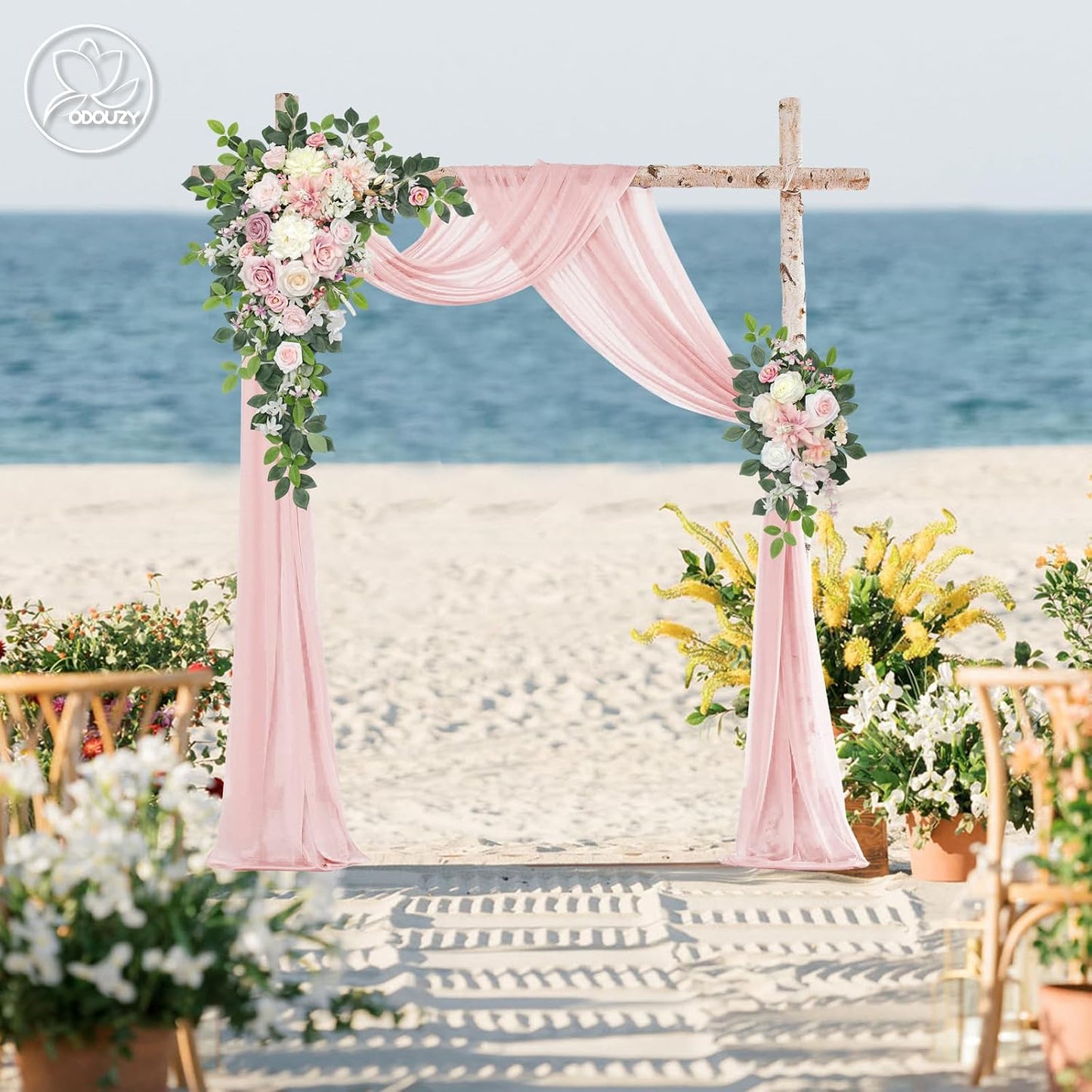 Wedding Arch Flowers Kit,Artificial Flower Arch Decor,2pcs Artificial Flower Arrangement for Wedding Decor Reception Backdrop Floral Decorations (Yellow&Sunflower)