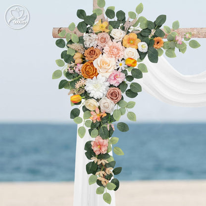 Wedding Arch Flowers Kit,Artificial Flower Arch Decor,2pcs Artificial Flower Arrangement for Wedding Decor Reception Backdrop Floral Decorations (Yellow&Sunflower)