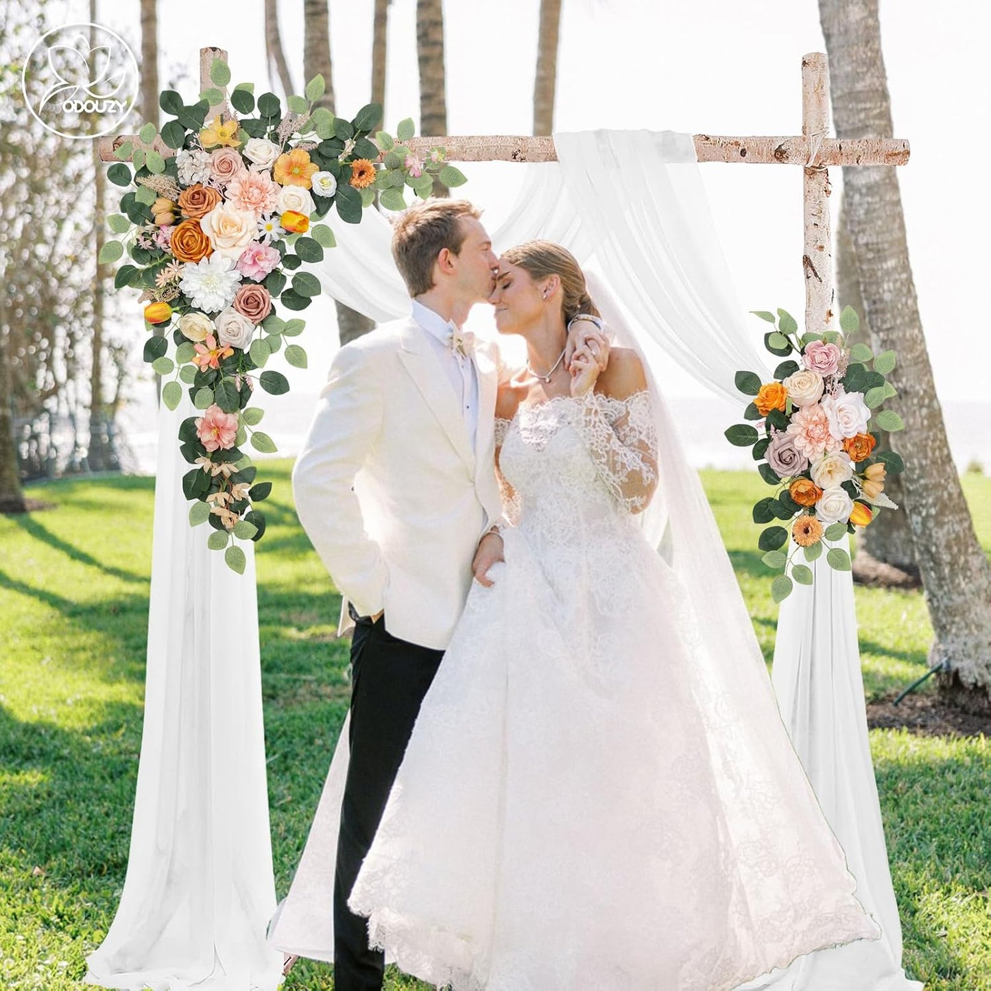Wedding Arch Flowers Kit,Artificial Flower Arch Decor,2pcs Artificial Flower Arrangement for Wedding Decor Reception Backdrop Floral Decorations (Yellow&Sunflower)