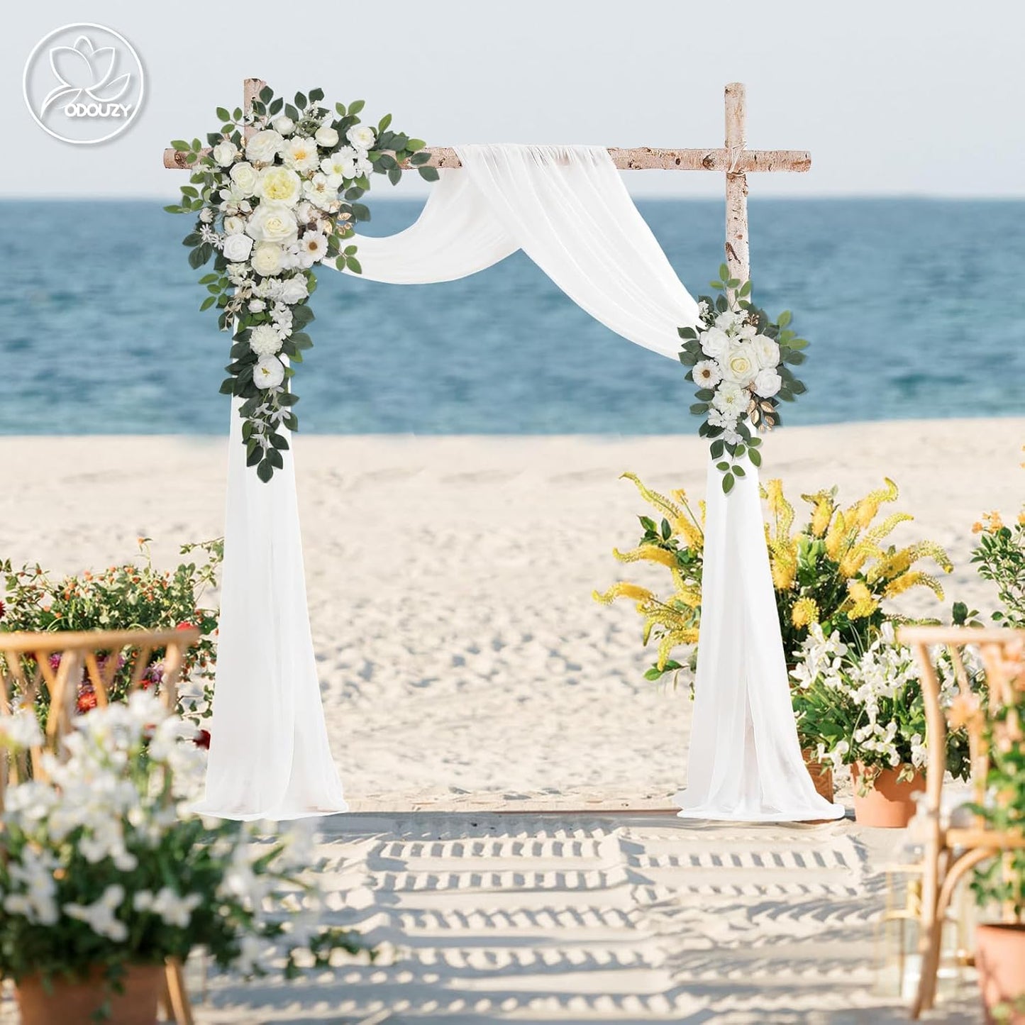 Wedding Arch Flowers Kit,Artificial Flower Arch Decor,2pcs Artificial Flower Arrangement for Wedding Decor Reception Backdrop Floral Decorations (Yellow&Sunflower)