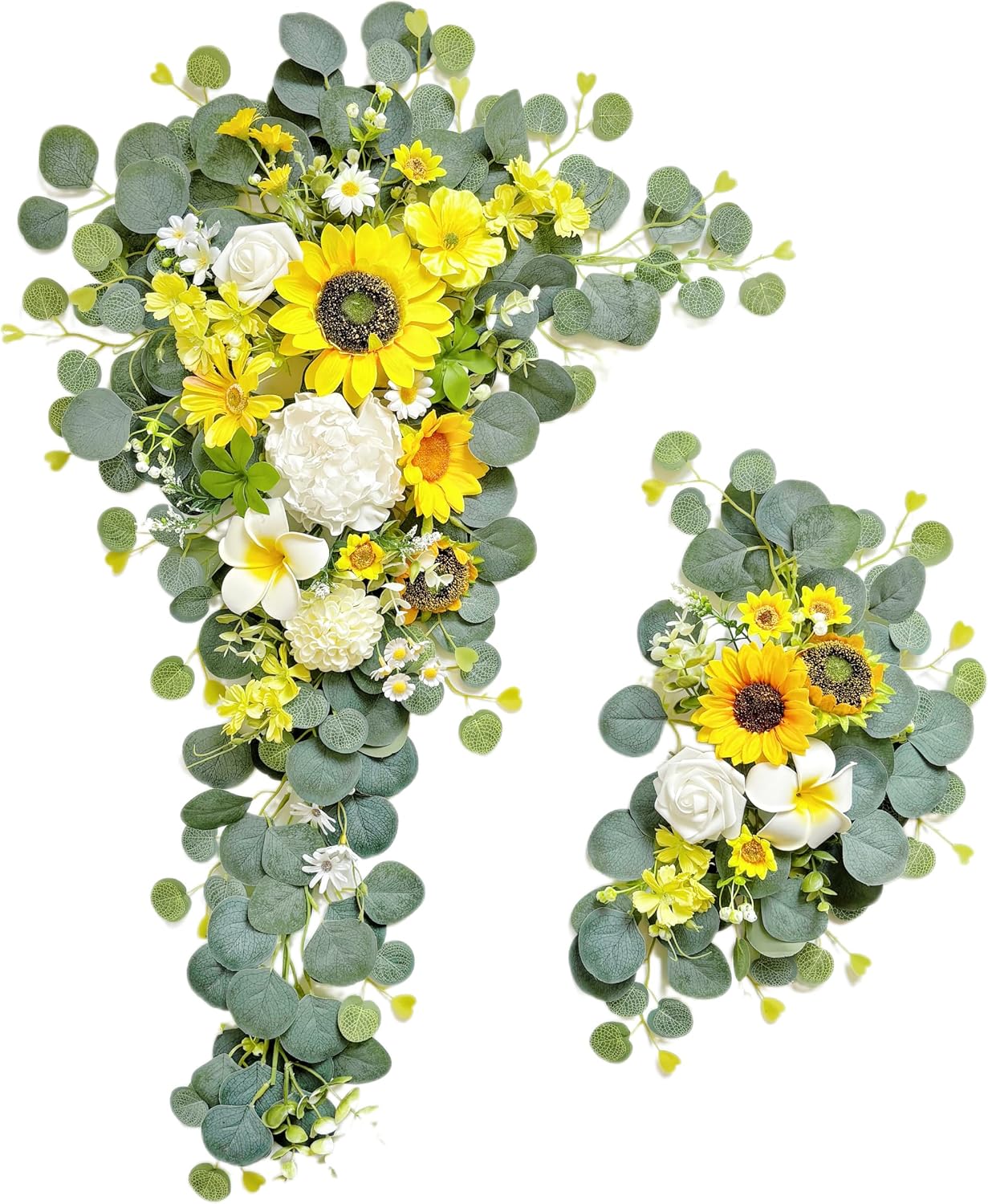 Wedding Arch Flowers Kit,Artificial Flower Arch Decor,2pcs Artificial Flower Arrangement for Wedding Decor Reception Backdrop Floral Decorations (Yellow&Sunflower)