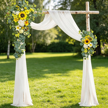 Wedding Arch Flowers Kit,Artificial Flower Arch Decor,2pcs Artificial Flower Arrangement for Wedding Decor Reception Backdrop Floral Decorations (Yellow&Sunflower)