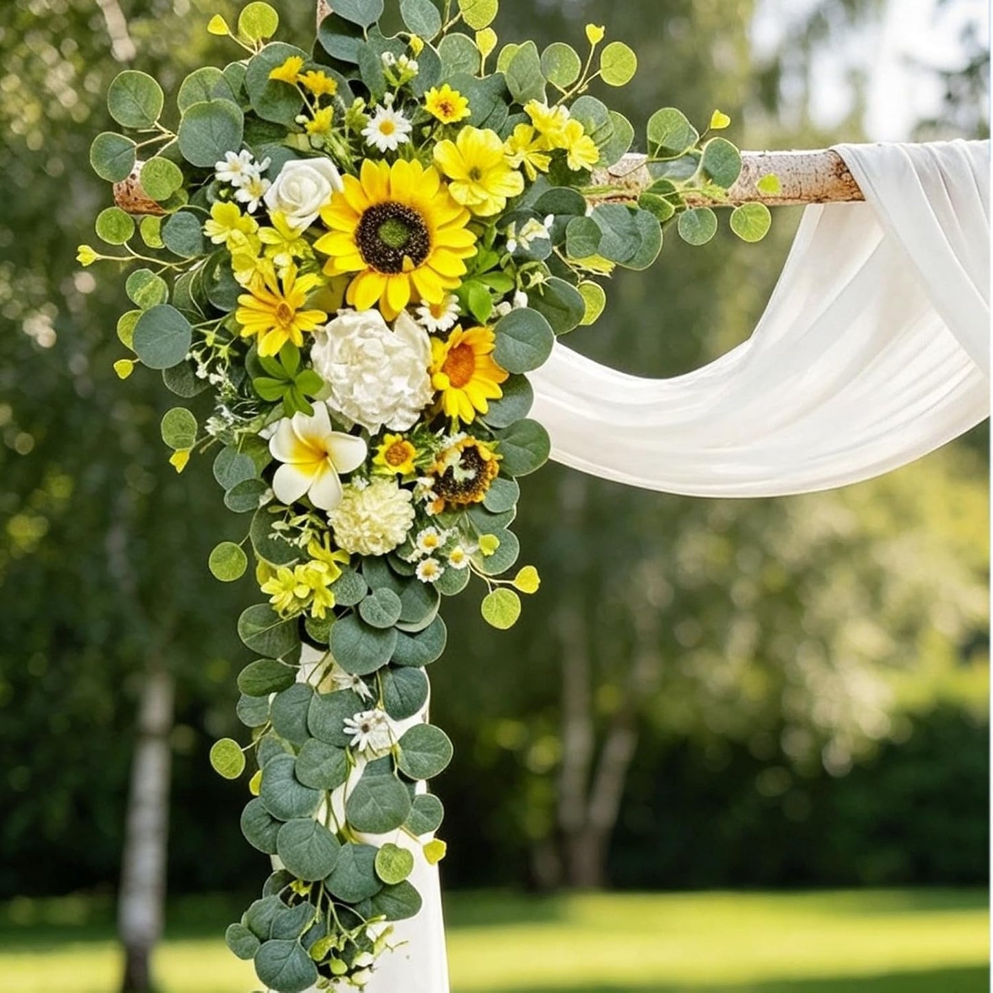 Wedding Arch Flowers Kit,Artificial Flower Arch Decor,2pcs Artificial Flower Arrangement for Wedding Decor Reception Backdrop Floral Decorations (Yellow&Sunflower)