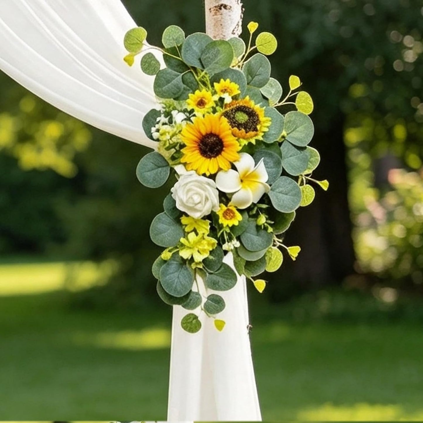 Wedding Arch Flowers Kit,Artificial Flower Arch Decor,2pcs Artificial Flower Arrangement for Wedding Decor Reception Backdrop Floral Decorations (Yellow&Sunflower)