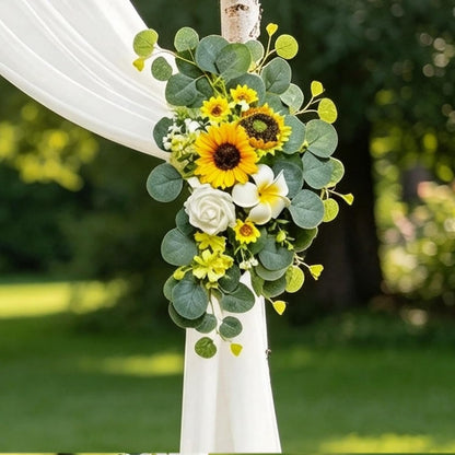 Wedding Arch Flowers Kit,Artificial Flower Arch Decor,2pcs Artificial Flower Arrangement for Wedding Decor Reception Backdrop Floral Decorations (Yellow&Sunflower)