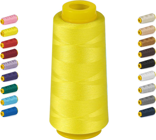 1800 Yards Serger Thread-Yellow, All Purpose Thread for Sewing | Serger Thread Cones, Polyester Thread 40s/2 for Serger&Overlock, Quilting, Piecing, Sewing Machine