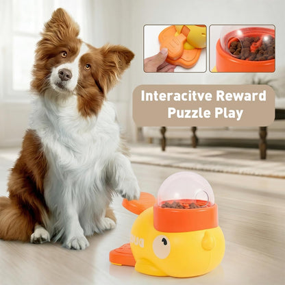 Duck Shaped Slow Feeder Dog Bowls & Cat Treat Dispenser Toy, Interactive Puzzle Feeder for IQ Training, Exercise and Enrichment for Small Pets, Yellow Duck Dog & Cat Puzzle Toy