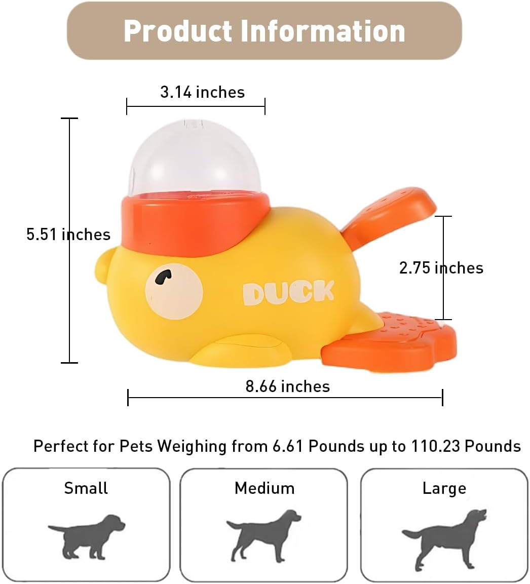 Duck Shaped Slow Feeder Dog Bowls & Cat Treat Dispenser Toy, Interactive Puzzle Feeder for IQ Training, Exercise and Enrichment for Small Pets, Yellow Duck Dog & Cat Puzzle Toy