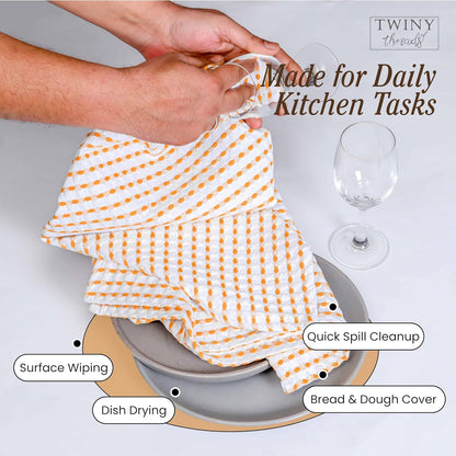Multi Colors White Waffle Towels 4 Pack, 16x26 Inches Absorbent Waffle Weave Kitchen Dish Cloth Set, Soft, Durable & Machine Washable Tea Towel, Light Grey, Rust, Mustard Yellow, Black