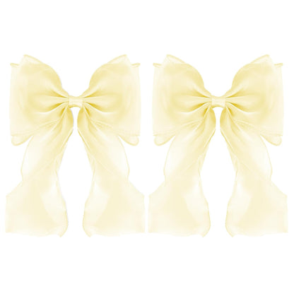 Large Hair Bow Clips for Women, Yellow Bow Hair Barrettes with Long Tail French Hair Ribbon Clips Hair Accessories for Girls (Yellow 2PC)