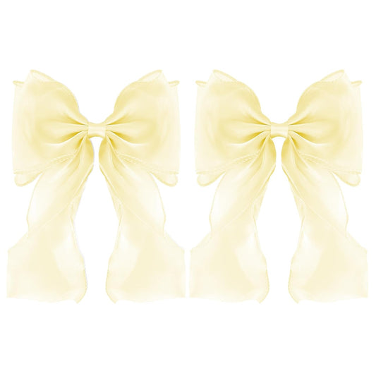 Large Hair Bow Clips for Women, Yellow Bow Hair Barrettes with Long Tail French Hair Ribbon Clips Hair Accessories for Girls (Yellow 2PC)