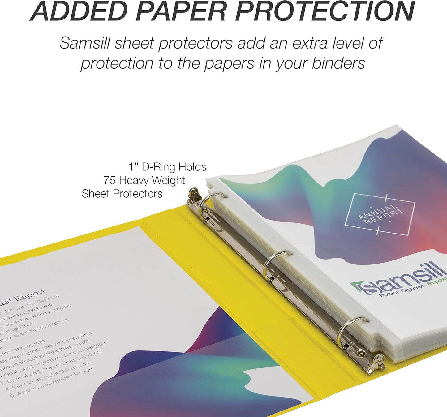 Durable 1 inch 3 Ring Binder, D Ring Binder, 100% Recycled Chipboard, Yellow