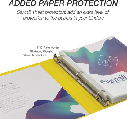 Durable 1 inch 3 Ring Binder, D Ring Binder, 100% Recycled Chipboard, Yellow