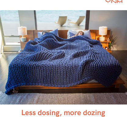 Knitted Weighted Blanket, Handmade Chunky Knitted Design, Soft and Cozy, Temperature Regulating and Breathable, Machine Washable Throw for Sleep or Home Decor (Yellow Fusion, 60x80 Inch, 15lbs)