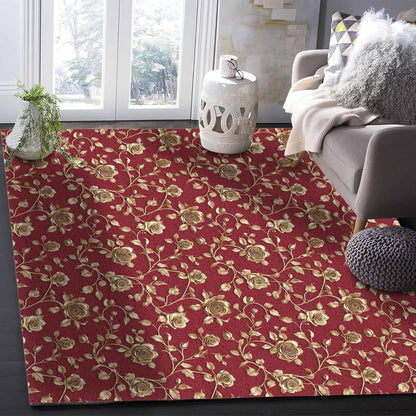 Christmas Floral Red Area Rug for Living Room 2x3 Modern Rug Washable Abstract Area Rug Large Non Slip Winter Xmas Yellow Flowers Floor Carpet Mat Soft Indoor Rug for Bedroom Nursery Office