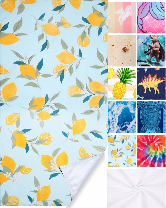 Blue Lemon Beach Towels, 30 x 60 Oversized Absorbent Thin Soft Blanket Towel, Lightweight Quick Dry and Sand Free Bath Pool Towel as Gifts for Kids Adults