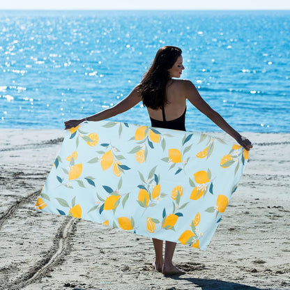 Blue Lemon Beach Towels, 30 x 60 Oversized Absorbent Thin Soft Blanket Towel, Lightweight Quick Dry and Sand Free Bath Pool Towel as Gifts for Kids Adults