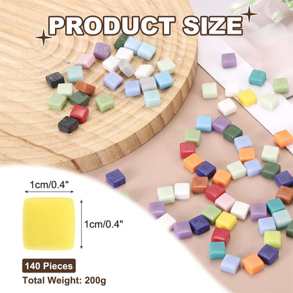 200g Square Mosaic Tiles for Crafts, 0.4" Iridescent Mosaic Glass Pieces for DIY Art Making Supplies Home Decoration (Yellow)