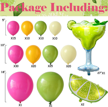 Margs And Matrimony Bachelorette Balloon Arch Kit with Margarita Glass and Lemon Foil Balloon for Final Fiesta Bachelorette Party Decorations (Pink Green)