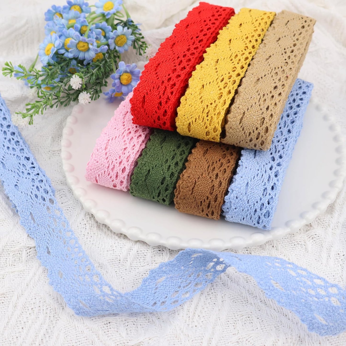 Yellow Lace Ribbon Cotton Lace Trim Crochet Sewing Lace for Gift Package Wrapping, Scrapbooking Supplies