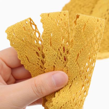 Yellow Lace Ribbon Cotton Lace Trim Crochet Sewing Lace for Gift Package Wrapping, Scrapbooking Supplies