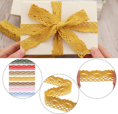 Yellow Lace Ribbon Cotton Lace Trim Crochet Sewing Lace for Gift Package Wrapping, Scrapbooking Supplies