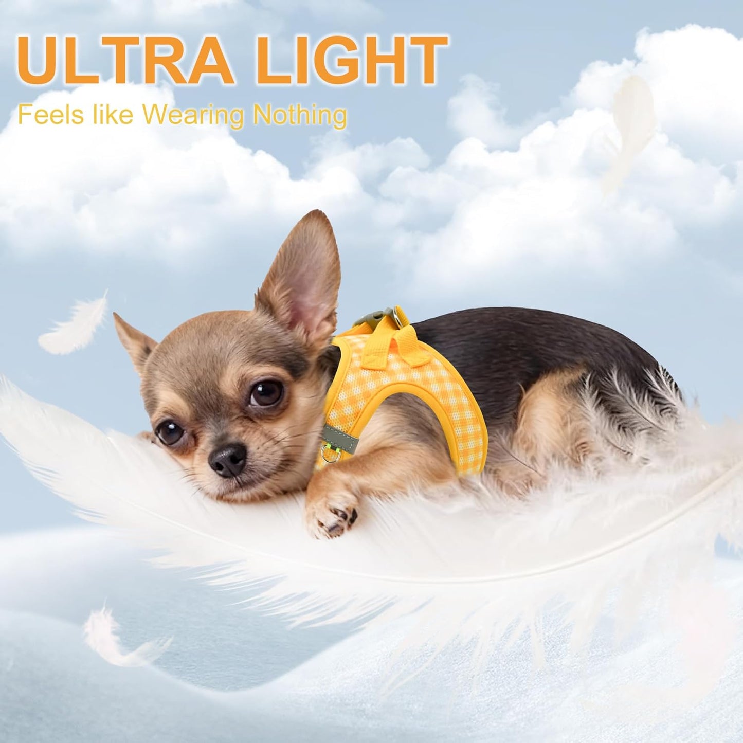 Step in Small Dog Harness and Leash Set, Puppy Pet Vest, Yellow S | Breathable Mesh, Adjustable Fit, No-Pull Reflective Design, Escape Proof, for Small-Medium Dogs, Outdoor Walking, Running
