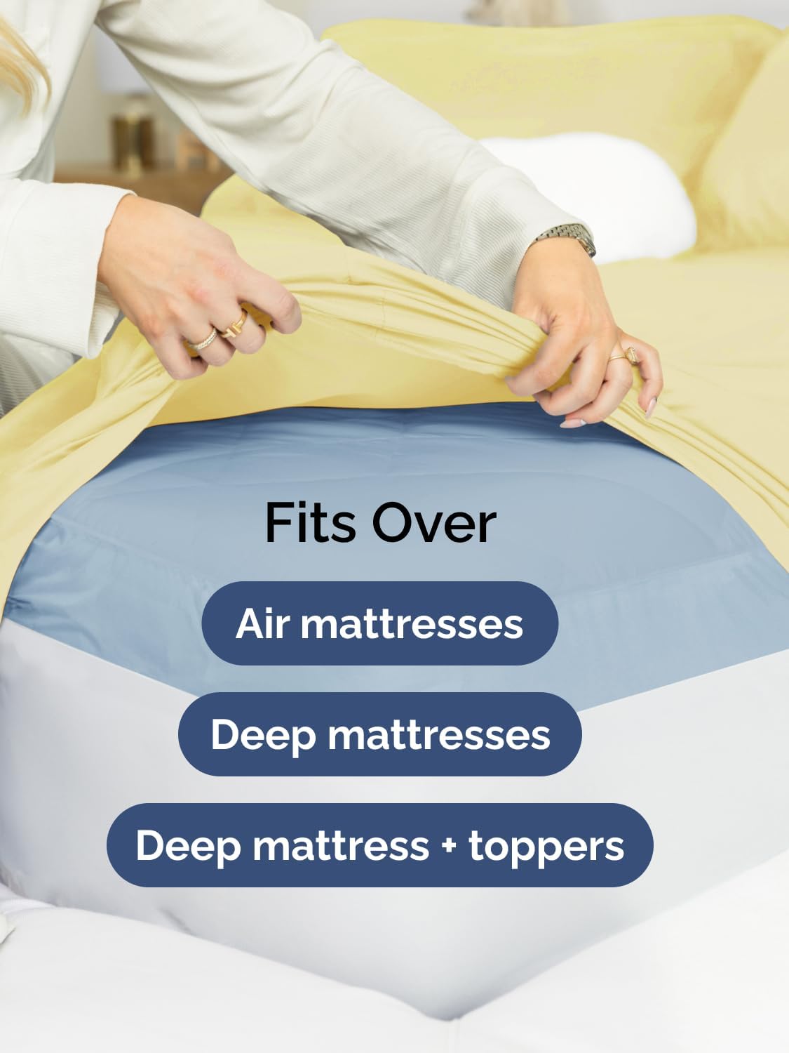 Extra Deep Queen Sheet Set - 4 Piece Breathable & Cooling Bed Sheets - Easily Fits 18 to 24 inch Mattress - Ultra Soft, Wrinkle & Fade Free w/ Extra Deep Pockets - Comfy Hotel Luxury Bedding - Yellow