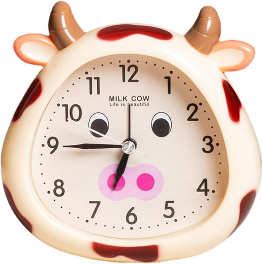Kids Alarm Clock Cow Alarm Clock for Kids Bedroom, No Battery, Cute Bedside Clock Children's Sleep Trainier, Wake Up for Boys Girls Birthday Gifts (Yellow)
