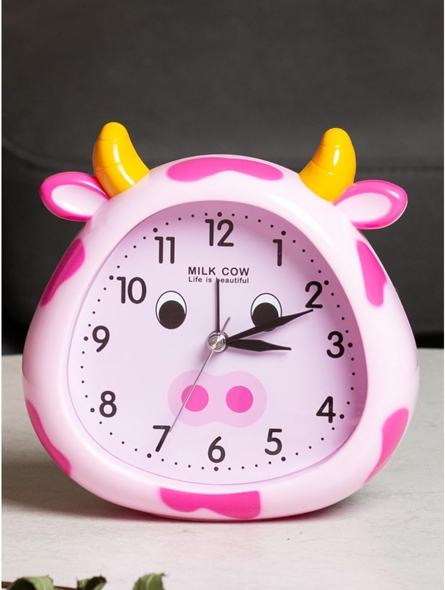 Kids Alarm Clock Cow Alarm Clock for Kids Bedroom, No Battery, Cute Bedside Clock Children's Sleep Trainier, Wake Up for Boys Girls Birthday Gifts (Yellow)