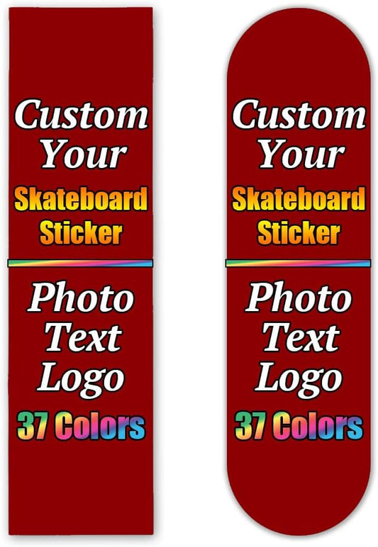 Personalized Skateboard Stickers, Add Picture Logo Text, Custom Fashion Skateboard Sticker for Scooter Longboard, Gifts for Dad Brothers, Yellow, 9"x31"