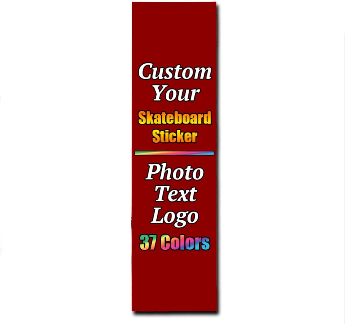 Personalized Skateboard Stickers, Add Picture Logo Text, Custom Fashion Skateboard Sticker for Scooter Longboard, Gifts for Dad Brothers, Yellow, 9"x31"