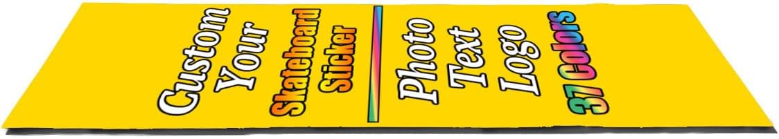 Personalized Skateboard Stickers, Add Picture Logo Text, Custom Fashion Skateboard Sticker for Scooter Longboard, Gifts for Dad Brothers, Yellow, 9"x31"