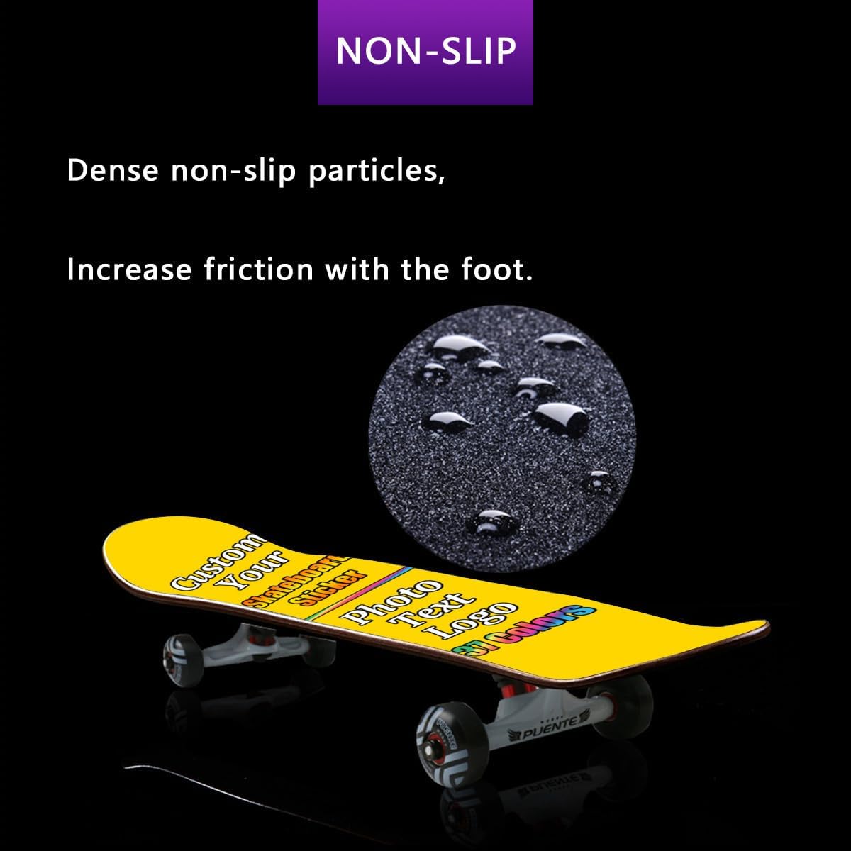 Personalized Skateboard Stickers, Add Picture Logo Text, Custom Fashion Skateboard Sticker for Scooter Longboard, Gifts for Dad Brothers, Yellow, 9"x31"