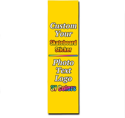 Personalized Skateboard Stickers, Add Picture Logo Text, Custom Fashion Skateboard Sticker for Scooter Longboard, Gifts for Dad Brothers, Yellow, 9"x31"