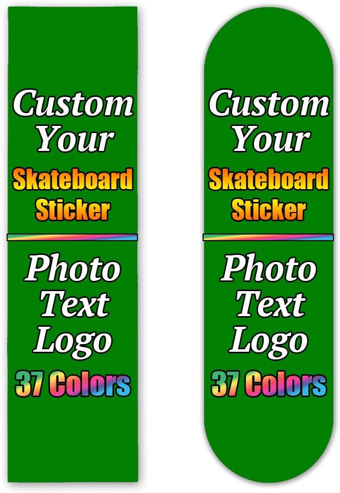 Personalized Skateboard Stickers, Add Picture Logo Text, Custom Fashion Skateboard Sticker for Scooter Longboard, Gifts for Dad Brothers, Yellow, 9"x31"