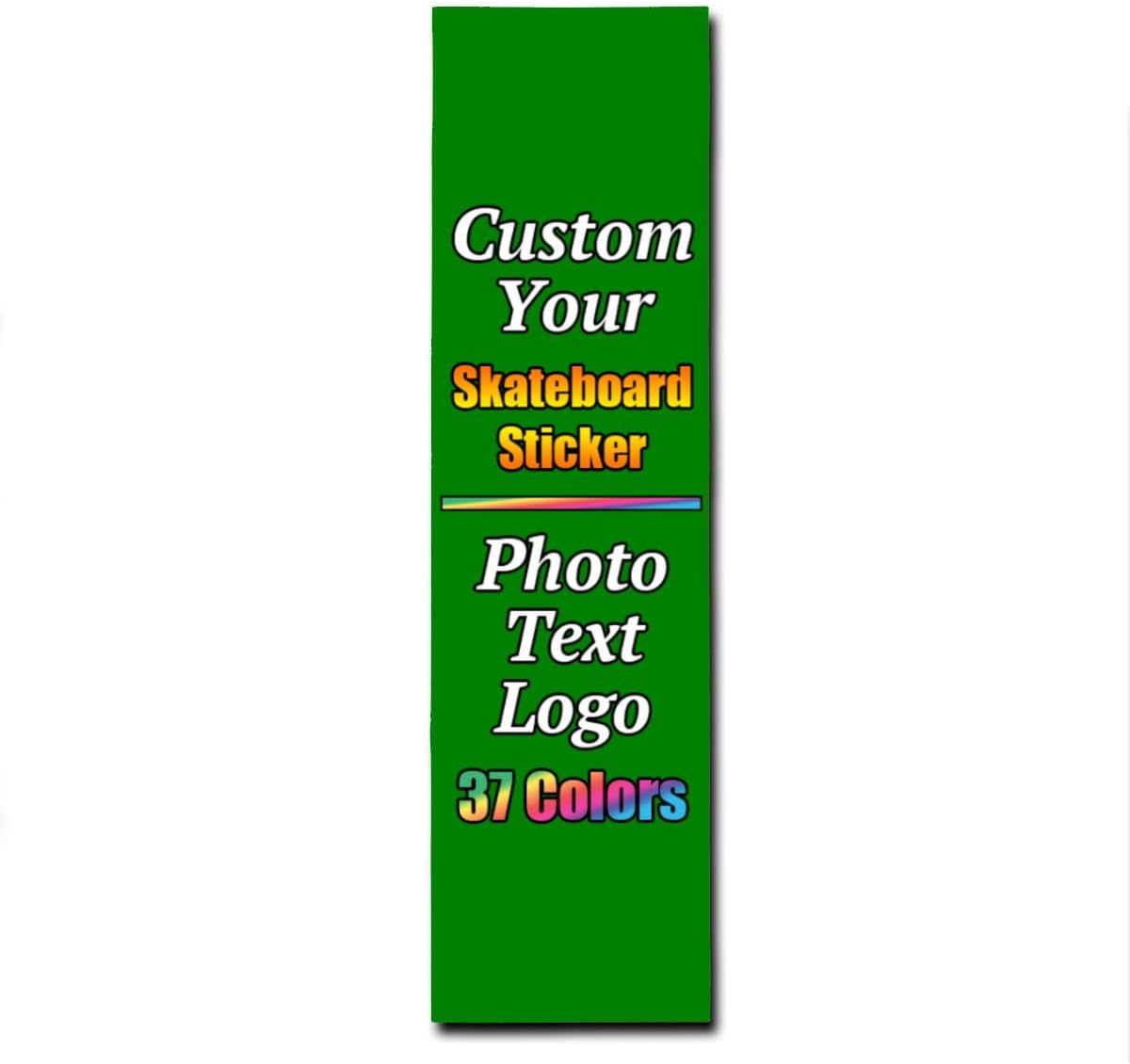 Personalized Skateboard Stickers, Add Picture Logo Text, Custom Fashion Skateboard Sticker for Scooter Longboard, Gifts for Dad Brothers, Yellow, 9"x31"