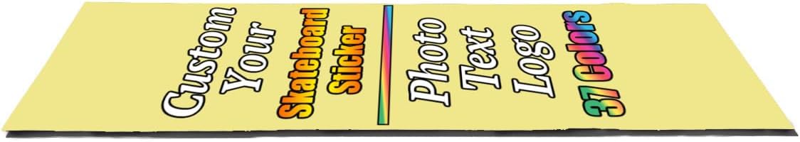 Personalized Skateboard Stickers, Add Picture Logo Text, Custom Fashion Skateboard Sticker for Scooter Longboard, Gifts for Dad Brothers, Yellow, 9"x31"