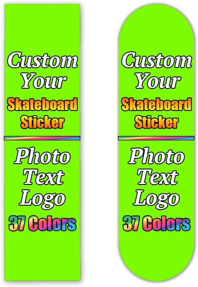 Personalized Skateboard Stickers, Add Picture Logo Text, Custom Fashion Skateboard Sticker for Scooter Longboard, Gifts for Dad Brothers, Yellow, 9"x31"