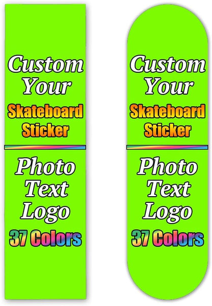 Personalized Skateboard Stickers, Add Picture Logo Text, Custom Fashion Skateboard Sticker for Scooter Longboard, Gifts for Dad Brothers, Yellow, 9"x31"