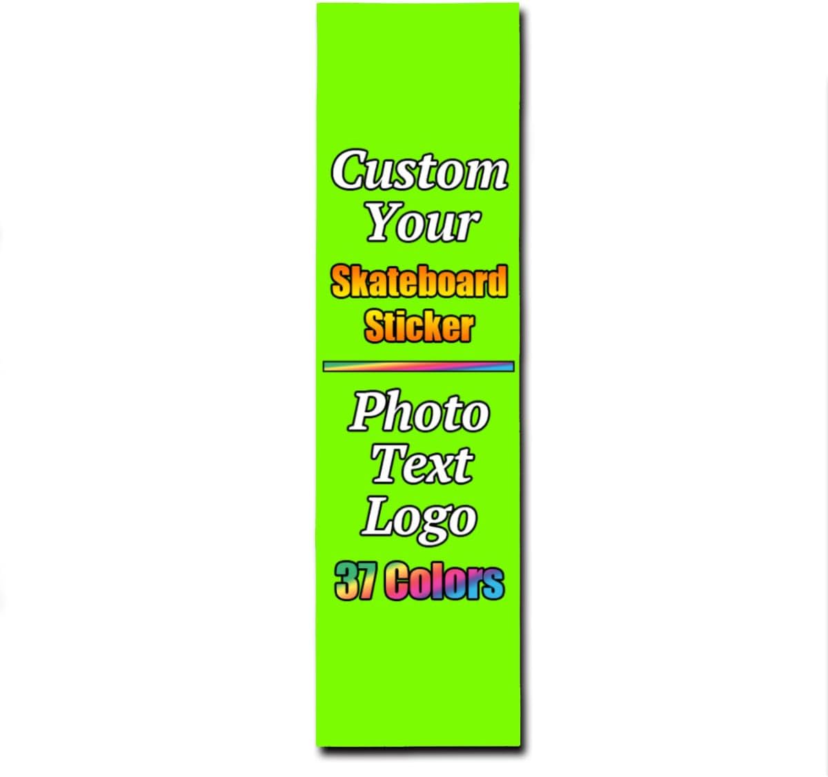 Personalized Skateboard Stickers, Add Picture Logo Text, Custom Fashion Skateboard Sticker for Scooter Longboard, Gifts for Dad Brothers, Yellow, 9"x31"