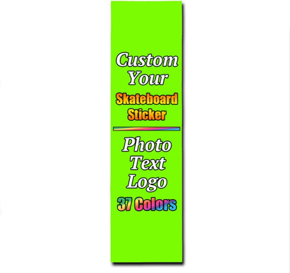 Personalized Skateboard Stickers, Add Picture Logo Text, Custom Fashion Skateboard Sticker for Scooter Longboard, Gifts for Dad Brothers, Yellow, 9"x31"