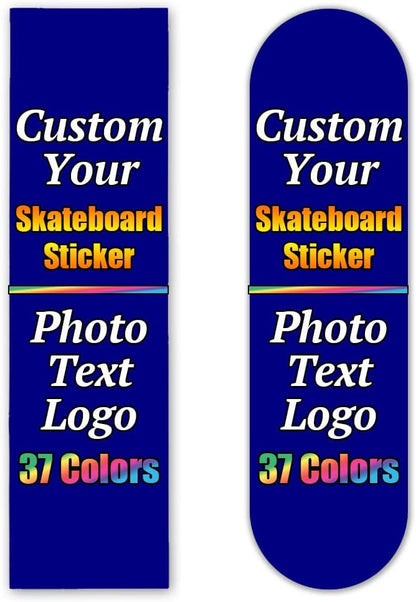 Personalized Skateboard Stickers, Add Picture Logo Text, Custom Fashion Skateboard Sticker for Scooter Longboard, Gifts for Dad Brothers, Yellow, 9"x31"