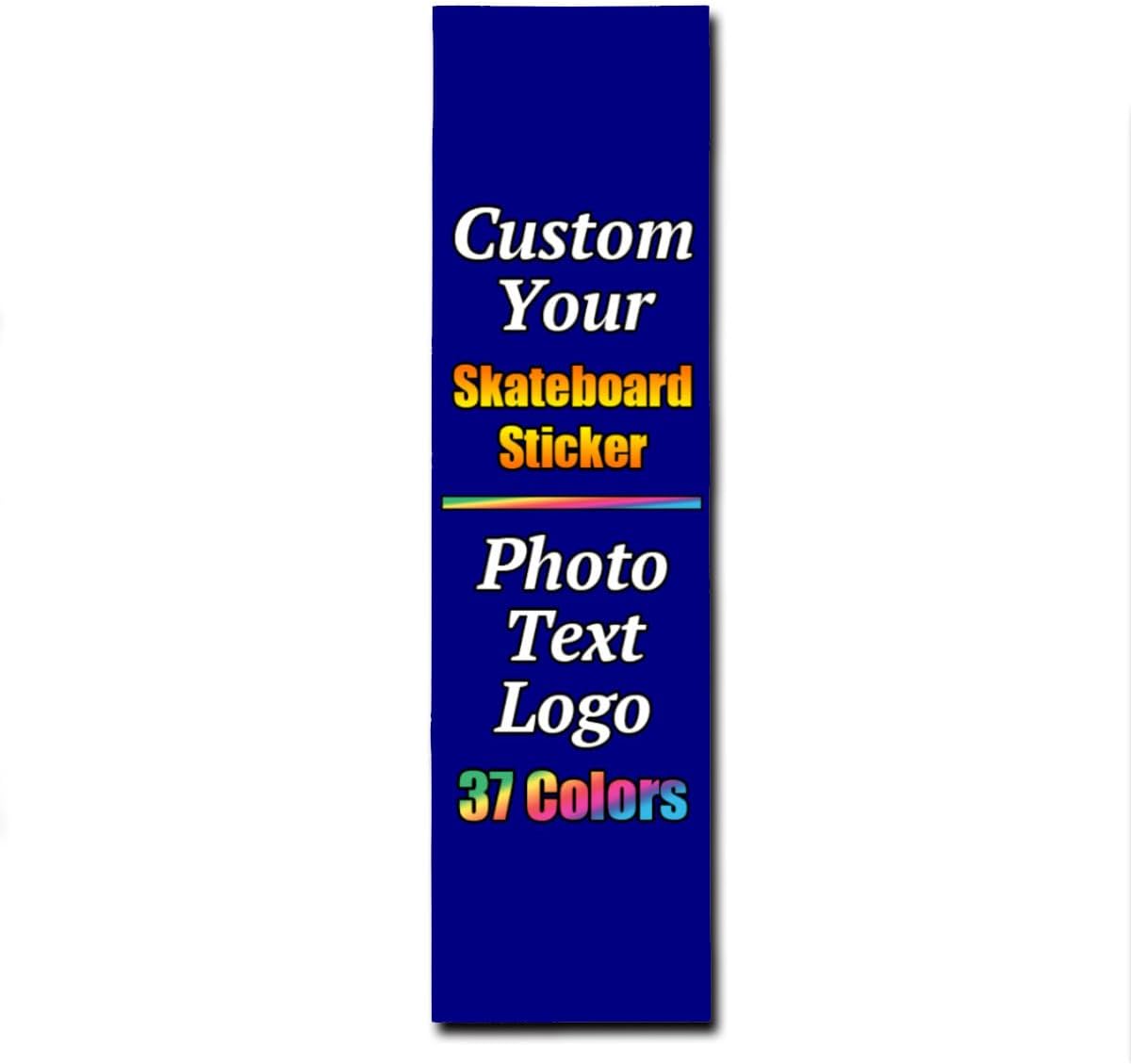 Personalized Skateboard Stickers, Add Picture Logo Text, Custom Fashion Skateboard Sticker for Scooter Longboard, Gifts for Dad Brothers, Yellow, 9"x31"