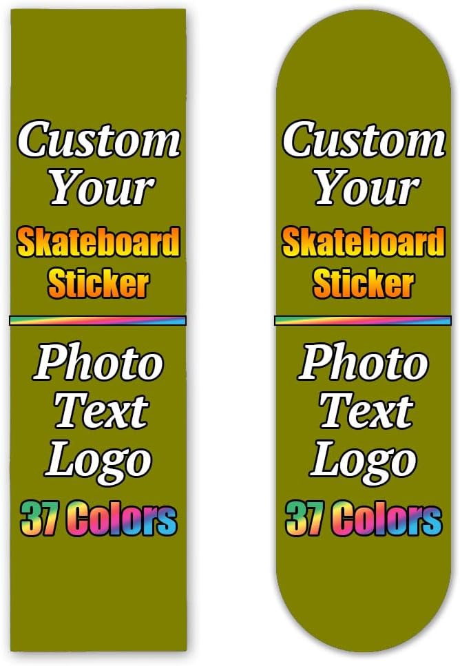 Personalized Skateboard Stickers, Add Picture Logo Text, Custom Fashion Skateboard Sticker for Scooter Longboard, Gifts for Dad Brothers, Yellow, 9"x31"