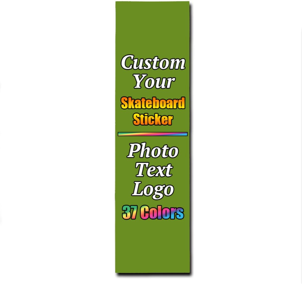 Personalized Skateboard Stickers, Add Picture Logo Text, Custom Fashion Skateboard Sticker for Scooter Longboard, Gifts for Dad Brothers, Yellow, 9"x31"