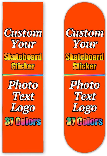 Personalized Skateboard Stickers, Add Picture Logo Text, Custom Fashion Skateboard Sticker for Scooter Longboard, Gifts for Dad Brothers, Yellow, 9"x31"